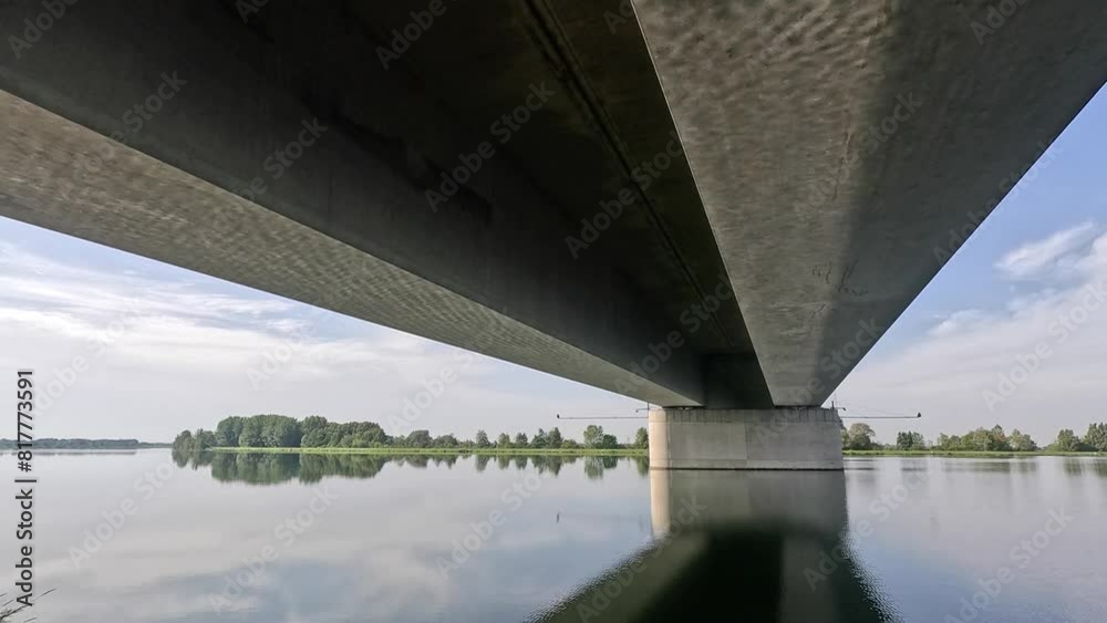 Detailed view of a reinforced concrete bridge over the Danube river on a sunny day, Germany Detailed view of a reinforced concrete bridge over the Danube river on a sunny day, Germany