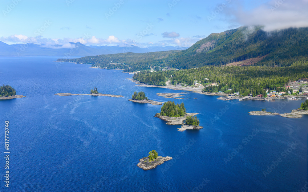 Aerial views of small islands at Misty Fjords National Monument. Alaska, USA.