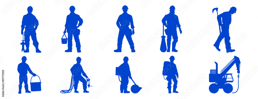 Set of silhouette illustration worker vector Set of silhouette illustration worker vector