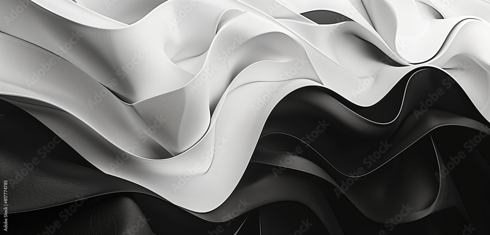 Abstract background with contrasting textures and patterns in black and white, combining smooth surfaces with rough textures 