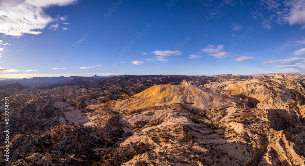 aerial panorama of the yellow rock formation in utah aerial panorama of the yellow rock formation in utah
