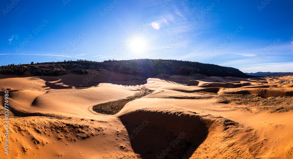 Fototapeta premium aerial panorama of the coral pink sand dunes in utah