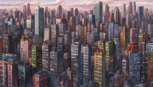 Urban skylines, dijital art style 