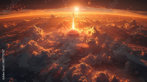 hypersonic missile streaks through the sky soaring