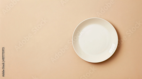 Simple table Fourting on beige background with space for text 