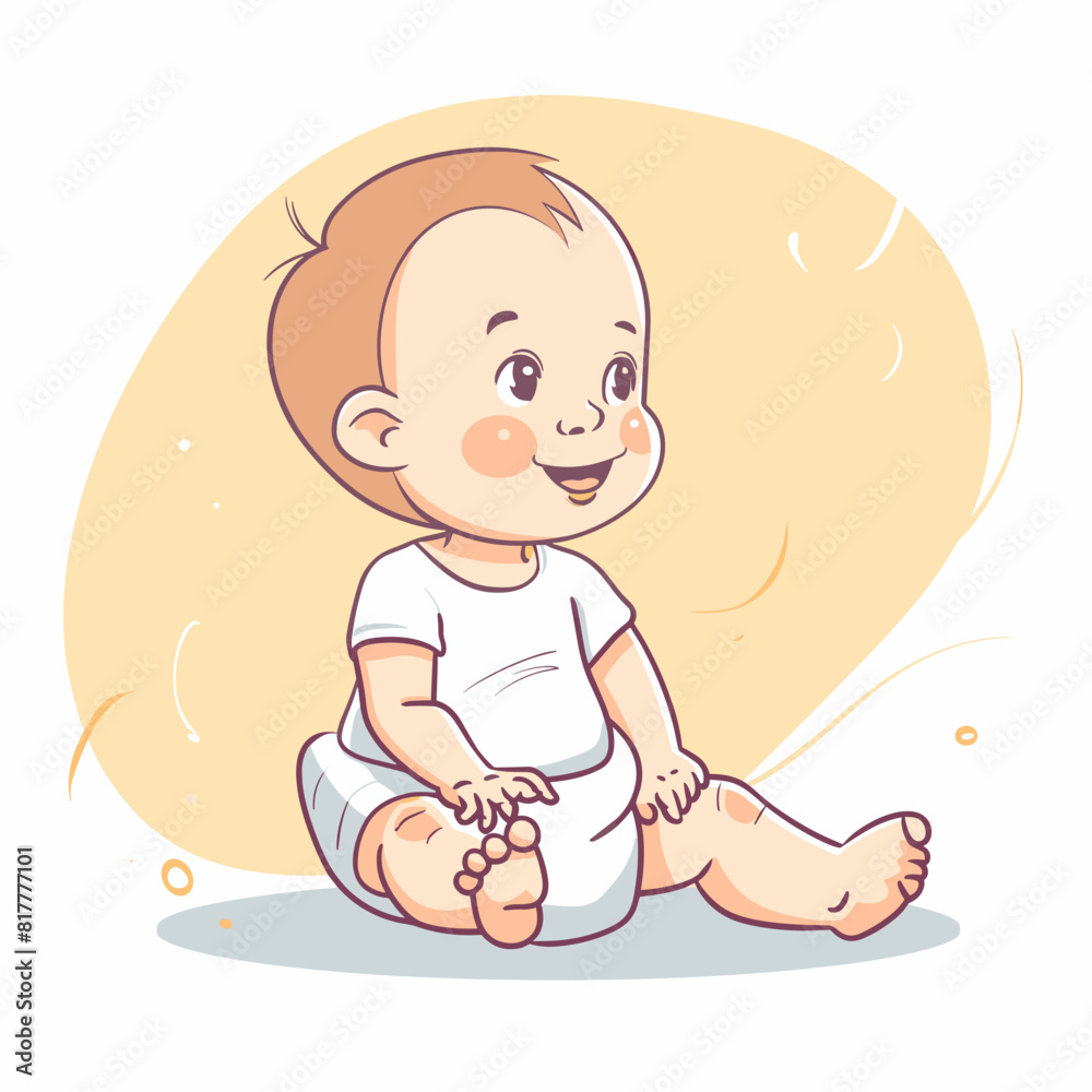 vector baby in diaper flat style .Generative AI vector baby in diaper flat style .Generative AI