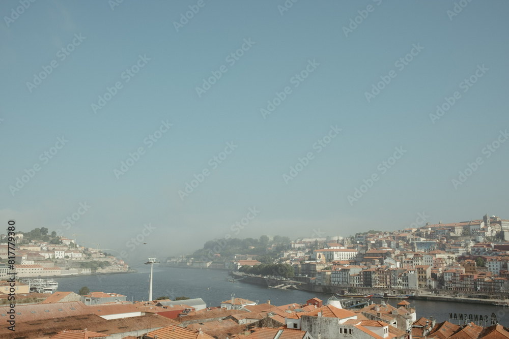 Obraz premium a photo of an aerial view of the city and river