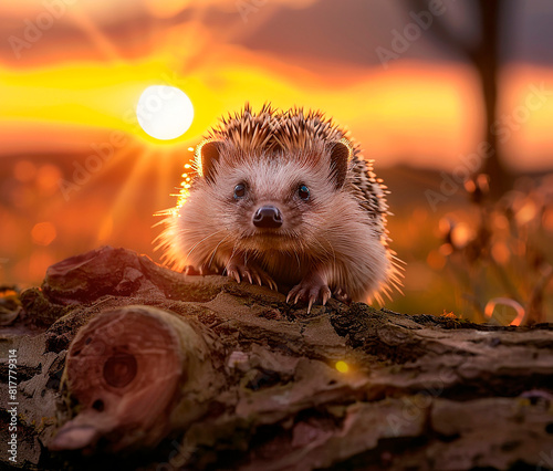  Hedgehog in the garden, deadwood hedge, forest, outdoor