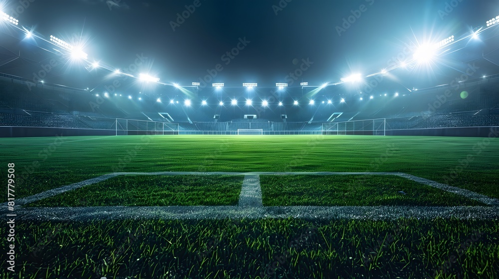 a large and empty sports stadium at night