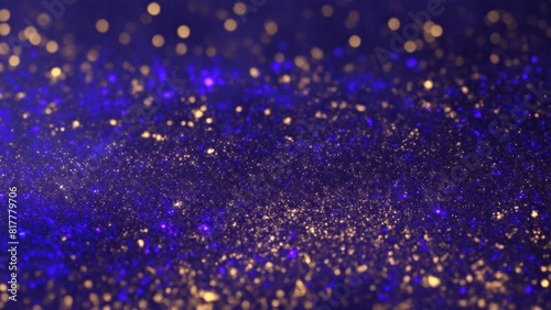 Blue  Purple and Golden glitter lights  Gold glitter dust defocused texture Abstract Background