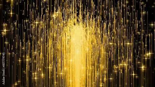 Golden rain of stars falls on the black background, creating an atmosphere of luxury and wealth photo
