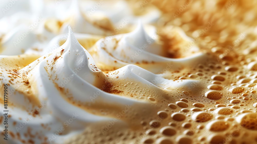 Cappuccino and milk foam in a close-up view capturing the essence of coffee beverage Cappuccino and milk foam in a close-up view capturing the essence of coffee beverage