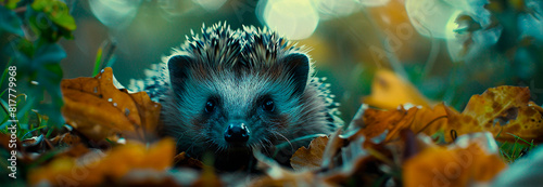  Hedgehog in the garden, deadwood hedge, forest, outdoor photo