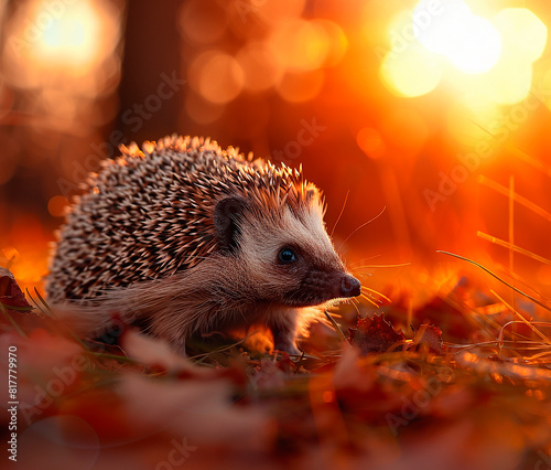  Hedgehog in the garden, deadwood hedge, forest, outdoor