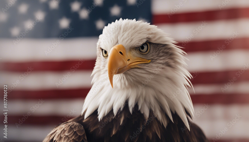Naklejka premium eagle against the American flag while celebrating Independence Day 