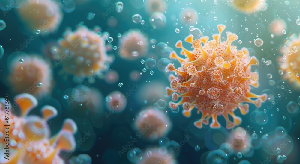 Coronaviruses floating in the air Coronaviruses floating in the air