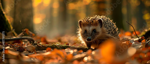  Hedgehog in the garden, deadwood hedge, forest, outdoor