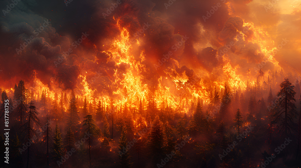 fire in the woods,
The Forest is Ablaze as Trees Burn and Smoke