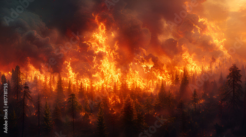 fire in the woods, The Forest is Ablaze as Trees Burn and Smoke