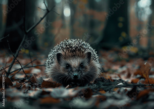  Hedgehog in the garden, deadwood hedge, forest, outdoor