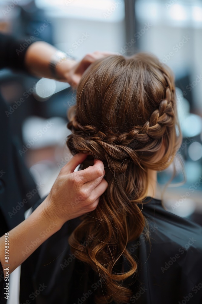 Fototapeta premium a girl gets her hair done in a beauty salon. selective focus