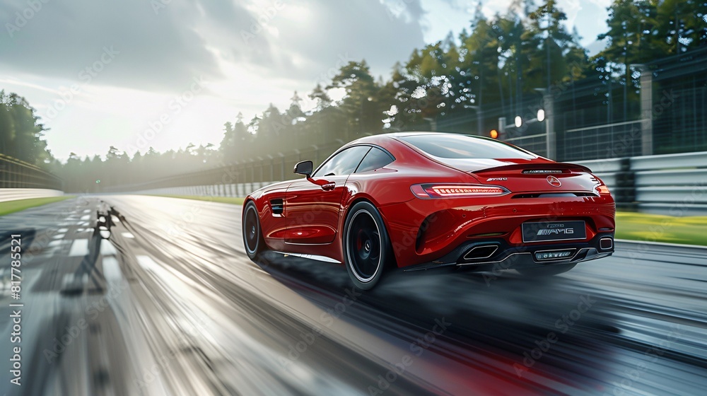 Fototapeta premium business car is depicted speeding