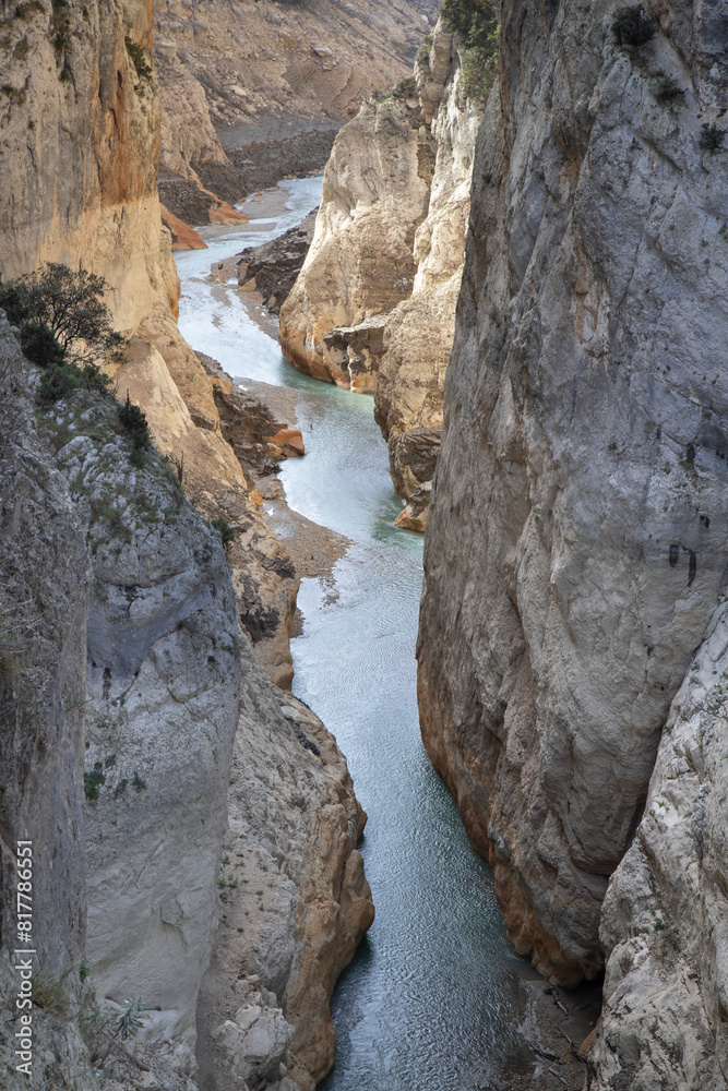 Scenic view of the Congost de Mont-rebei nature reserve in Spain. Scenic view of the Congost de Mont-rebei nature reserve in Spain.
