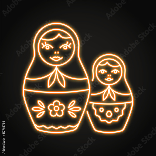 Matryoshka nesting doll neon icon