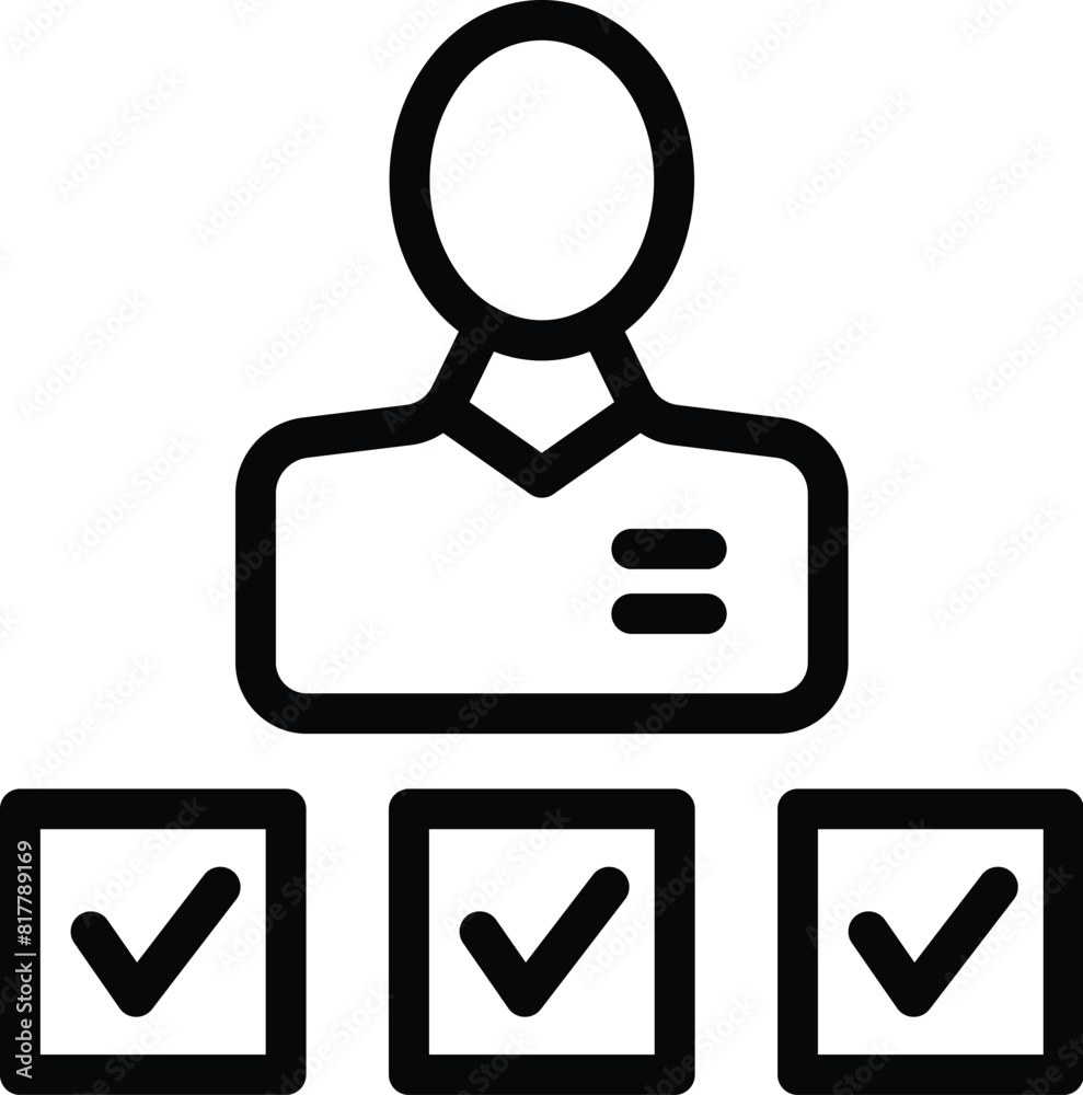Graphic icon showcasing a person silhouette with three successful task checkmarks Graphic icon showcasing a person silhouette with three successful task checkmarks
