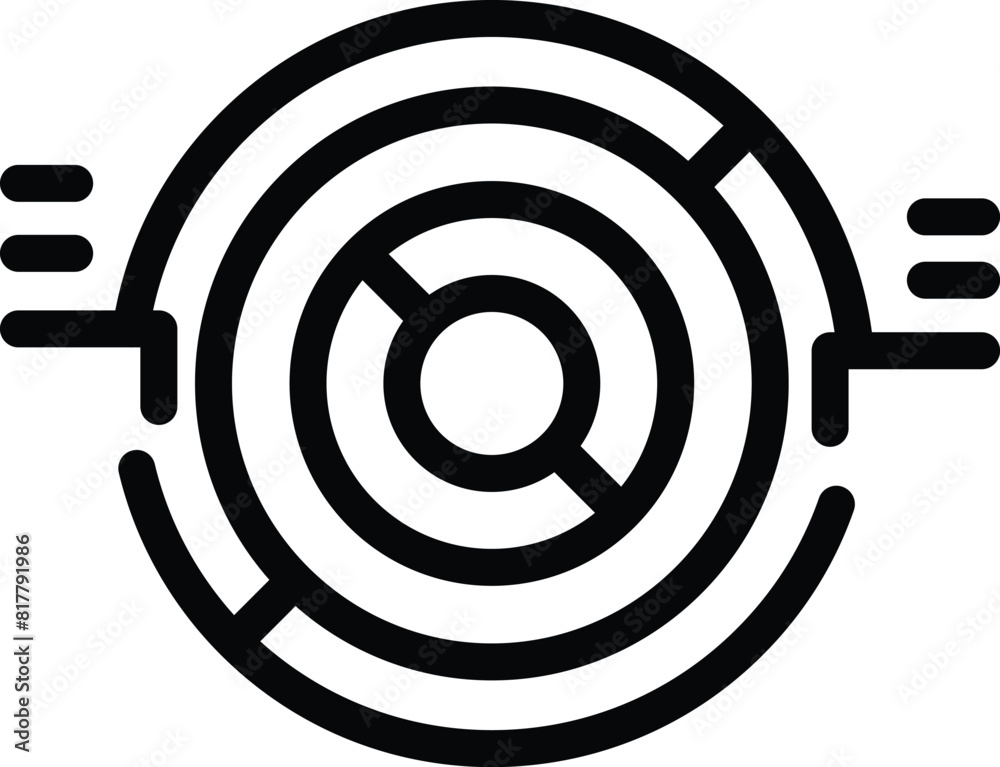 Black and white vector illustration of a stylized target symbol with motion effect Black and white vector illustration of a stylized target symbol with motion effect
