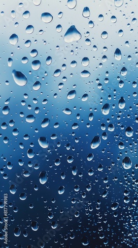 Water droplets on the glass with a colored background. Drops of water, rain