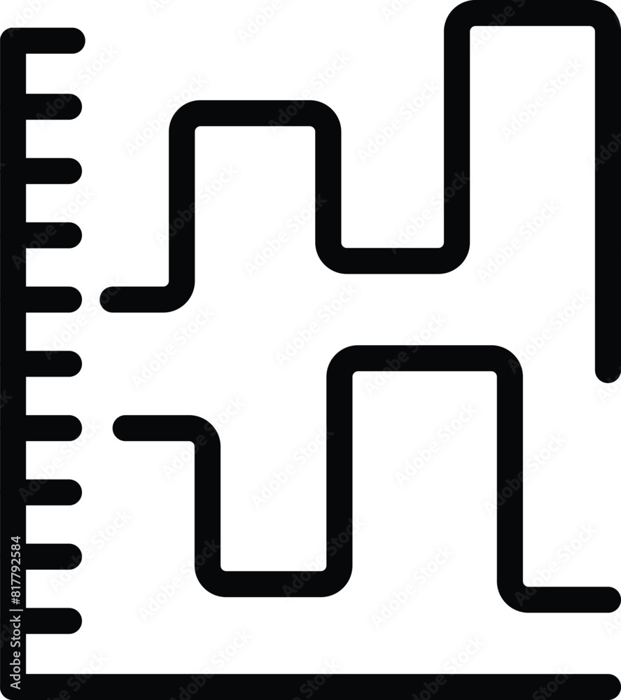 Black outlined icon representing measurement and plumbing Black outlined icon representing measurement and plumbing