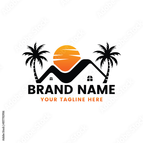 house and palm tree logo, real estate logo