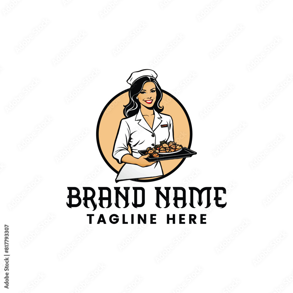 girl waiter logo design girl waiter logo design
