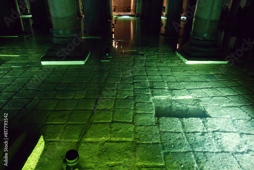 View of the interior of the Basilica Cistern in Istanbul