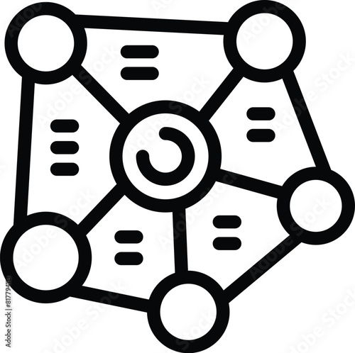 Simple, black and white line drawing of a stylized machine learning or artificial intelligence concept icon