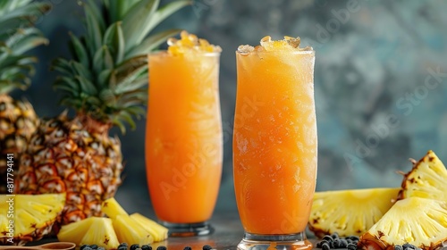 Es Koktil: Ice Made from Papaya, Pineapple, with a Sour and Sweet Water Taste, Generative AI