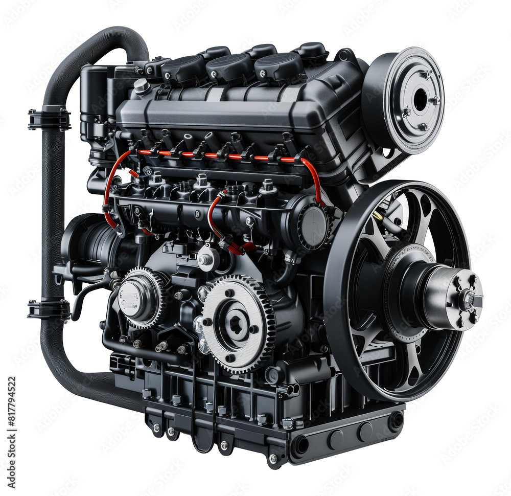 Complex black engine, cut out - stock png. Complex black engine, cut out - stock png.