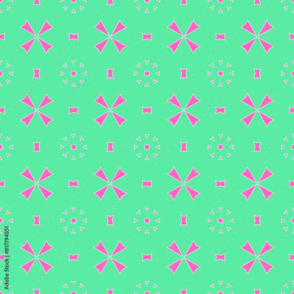 purple crosses on green fabric with dots in different colors and sizes purple crosses on green fabric with dots in different colors and sizes