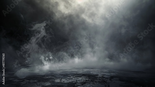 Dark and Mysterious Background  Use a dark  foggy background to create a sense of mystery and intensity. Smoke and fog effects can add depth and drama. Generative AI