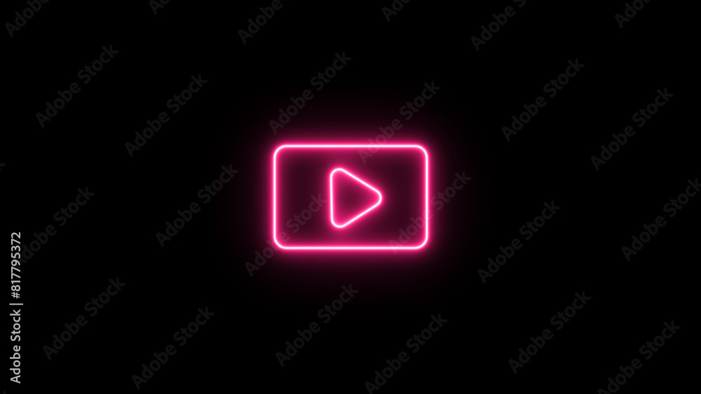 Neon glowing play button icon. Play icons, Press to start. Multimedia, audio, video, music. Neon glowing play button icon. Play icons, Press to start. Multimedia, audio, video, music.