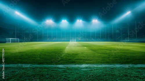 a large and empty sports stadium at night