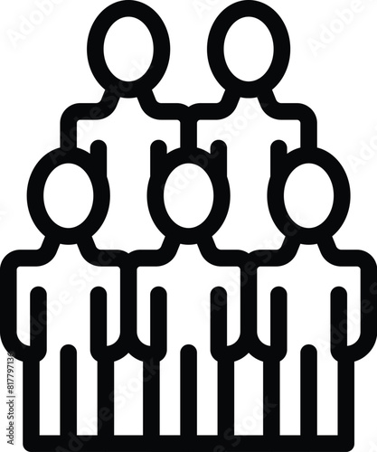 Abstract human pyramid icon representing teamwork. Unity. Symbolizing strength and partnership within a cooperative workforce