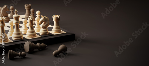 International chess day banner design 3D render © ArtBackground