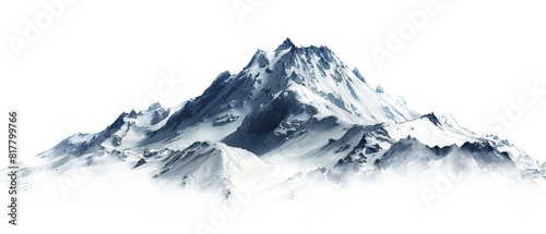 Very modern  current  contemporary nature background  wallpaper  backdrop  texture  Mount Elbrus mountain and snowy Caucasus mountains  range  isolated. LIDAR model  scan  map  white background