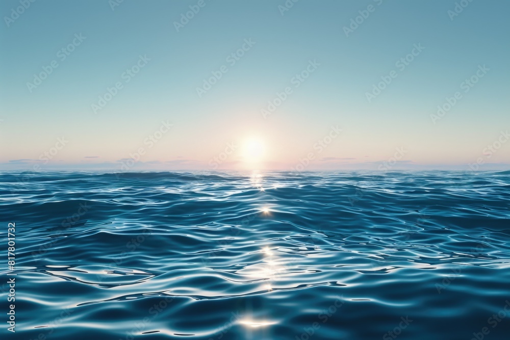 Obraz premium A serene scene of a sun shining over a peaceful lake. Suitable for various nature-themed projects