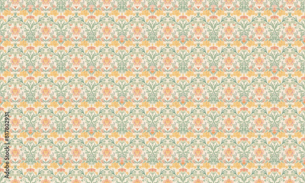 Floral design in orange and green on a background, elegant pattern, flower texture Floral design in orange and green on a background, elegant pattern, flower texture