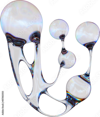 Canvas Print Transparent 3d molecular metaball structure abstract shape isolated on a transpa