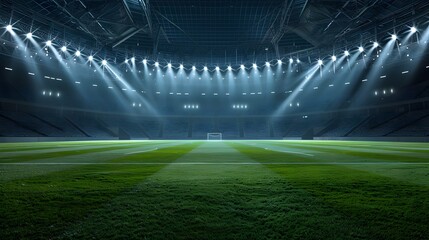 Rideaux Stade a large and empty sports stadium at night  © XtzStudio