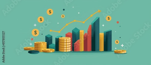 Economic indicators flat design side view fiscal health theme animation Splitcomplementary color scheme
